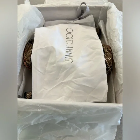 Jimmy Choo Peachy 125 / 38 Rosewood Mix Python Shoe - Picture 8 of 14